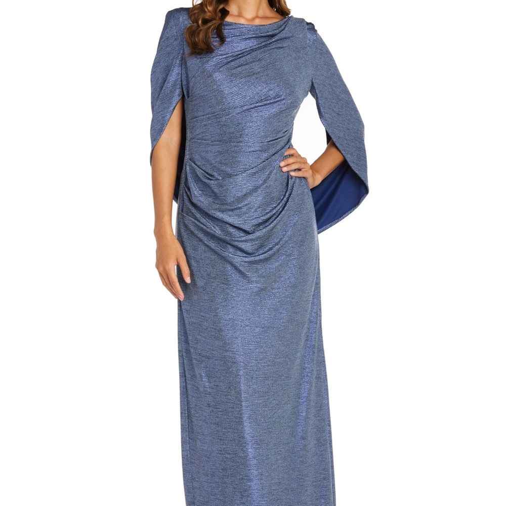 R&M Richards Blue One Shoulder Dress